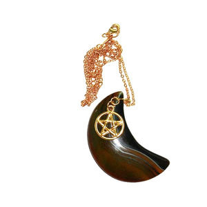 Crescent Agate Necklace Pentagram